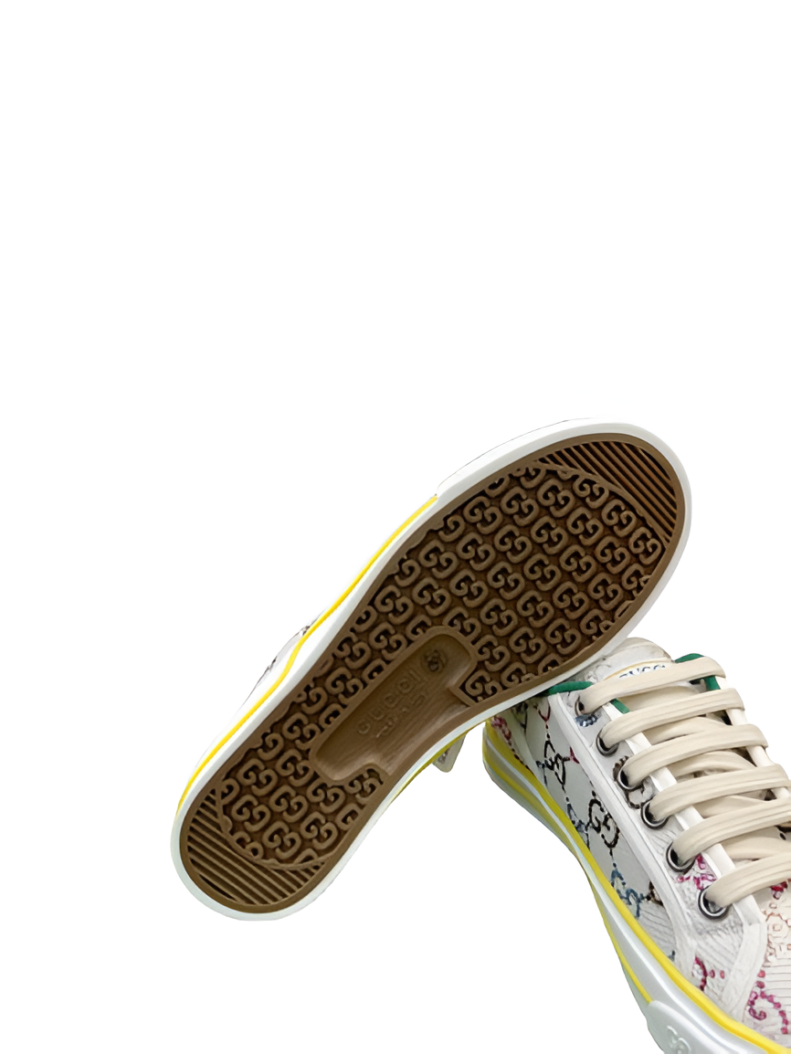 GUCCI Men's Beige and Yellow Sneakers with GG Logo