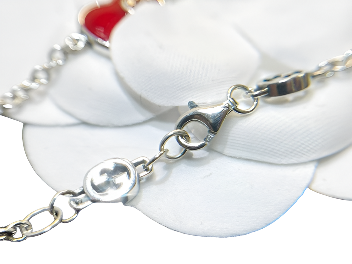GUCCI Red Heart Charm Bracelet