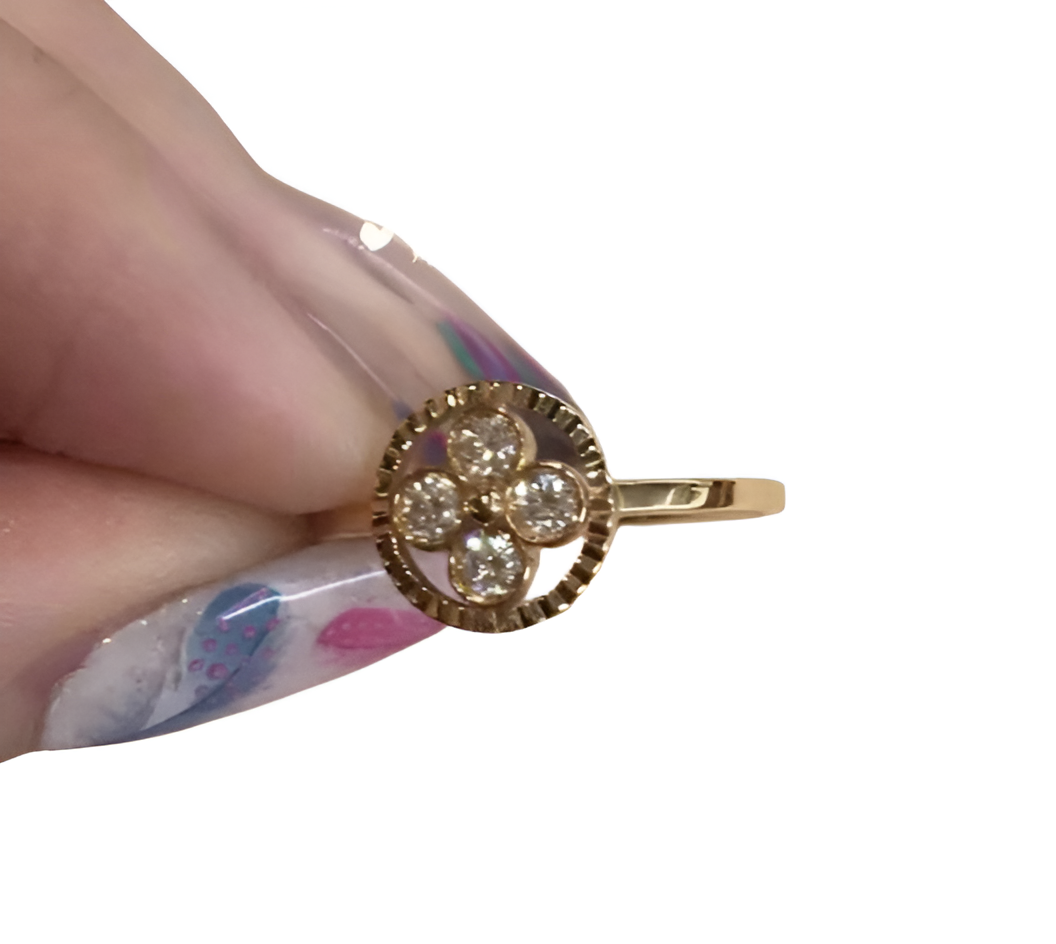 LV Blossom Crystal Ring Set - Rose Gold & Silver