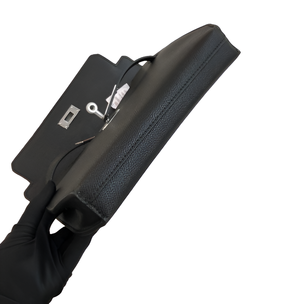 Hermes Black Leather Clutch with Wrist Strap