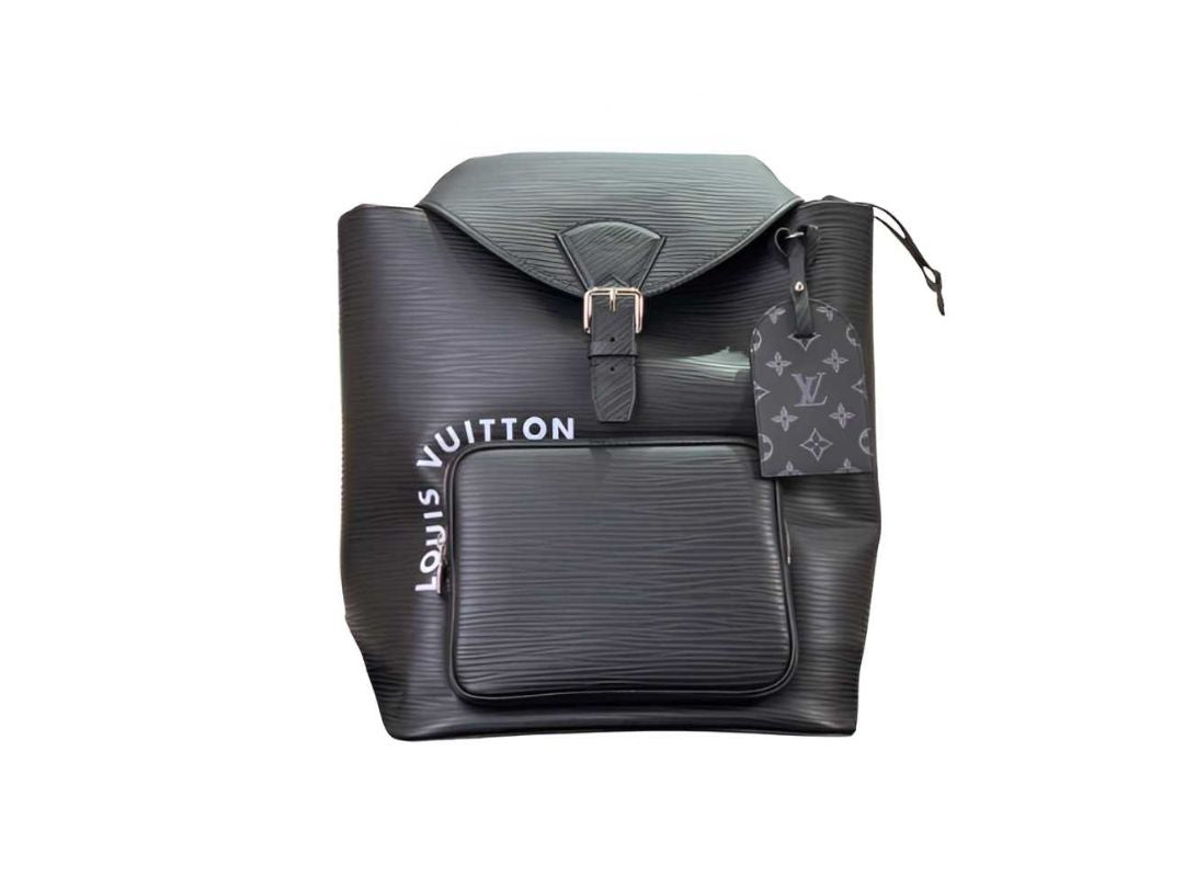 Louis Vuitton-inspired black leather backpack