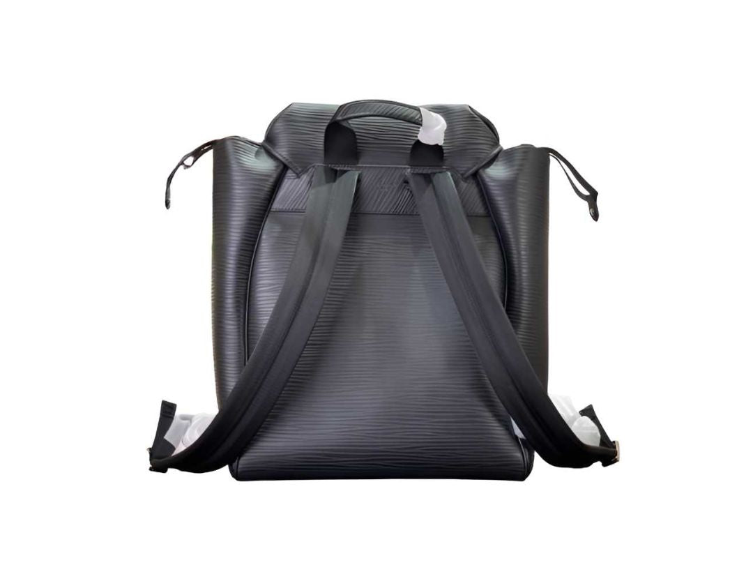 Louis Vuitton-inspired black leather backpack