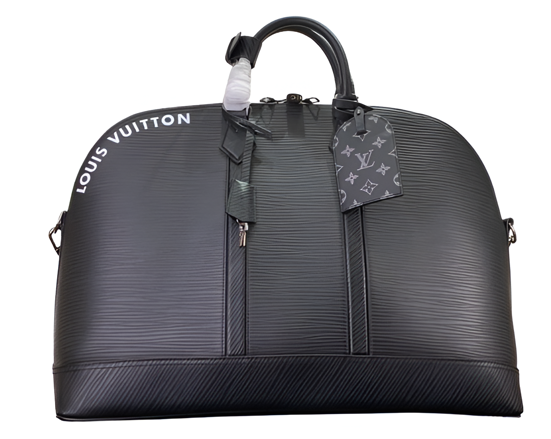 Louis Vuitton-inspired black duffel bag