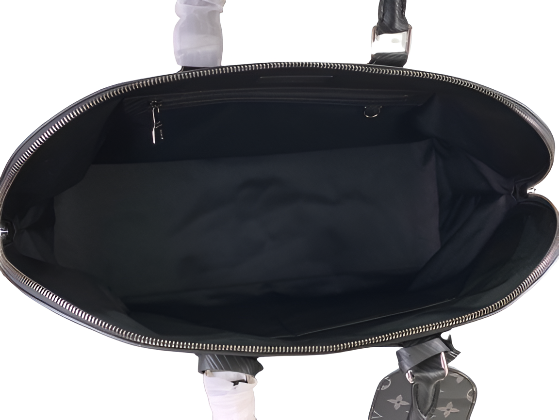 Louis Vuitton-inspired black duffel bag