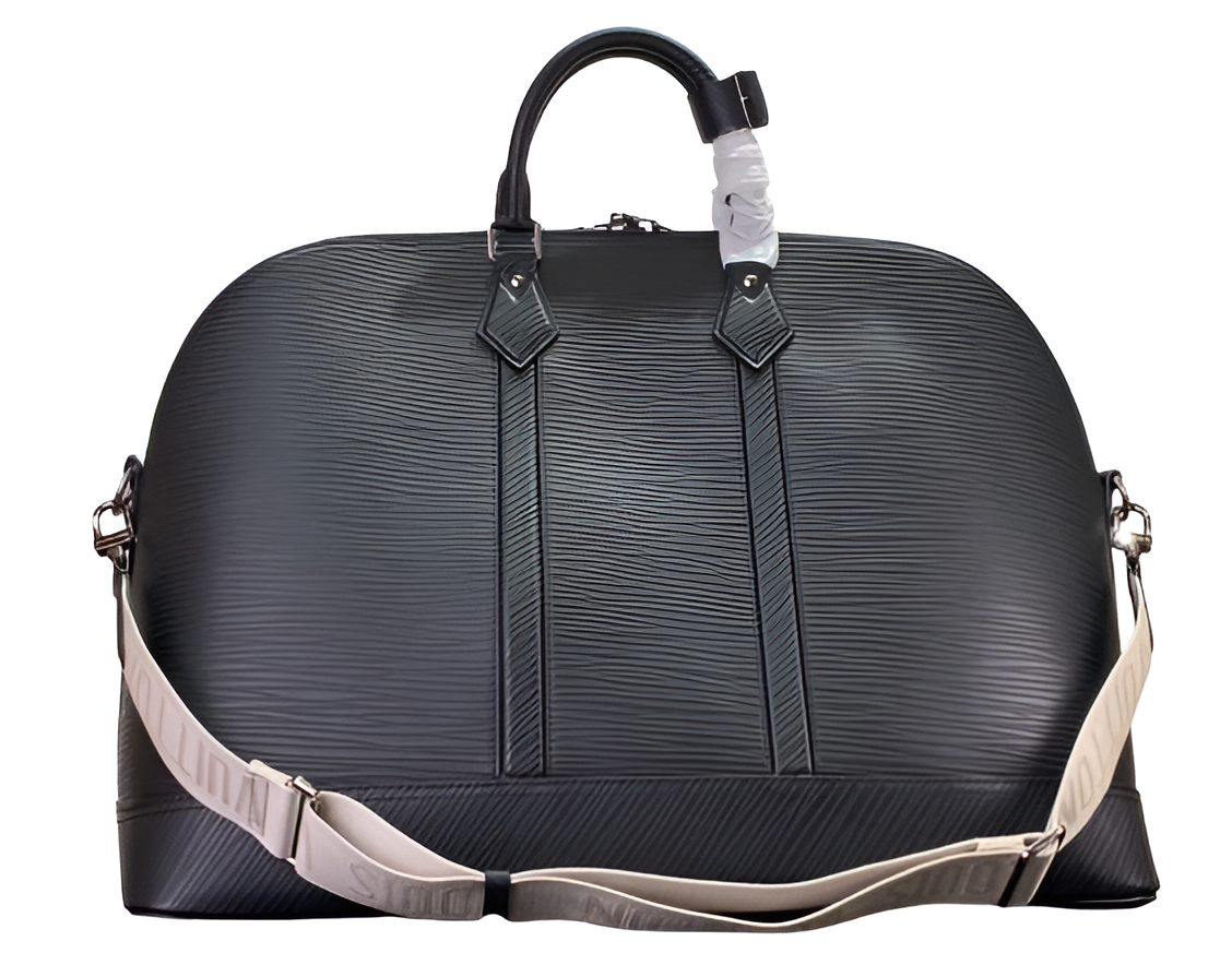 Louis Vuitton-inspired black duffel bag