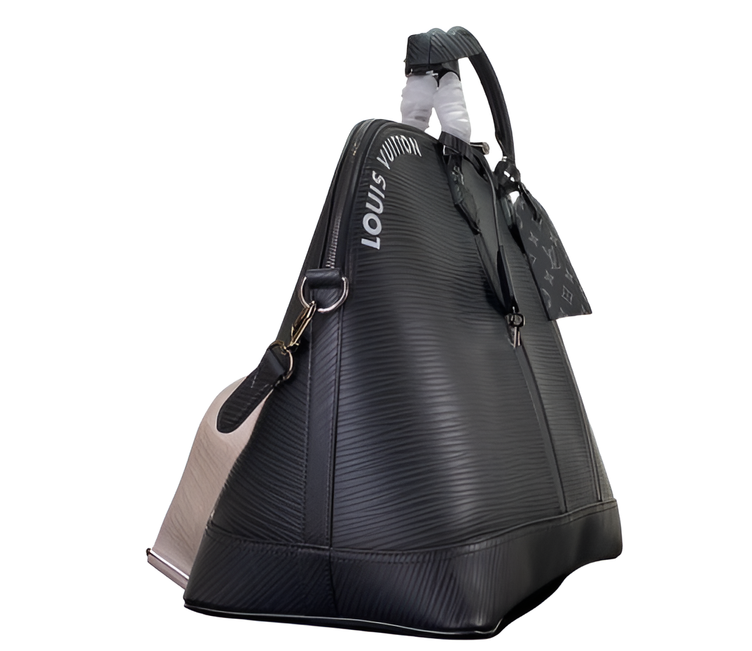 Louis Vuitton-inspired black duffel bag