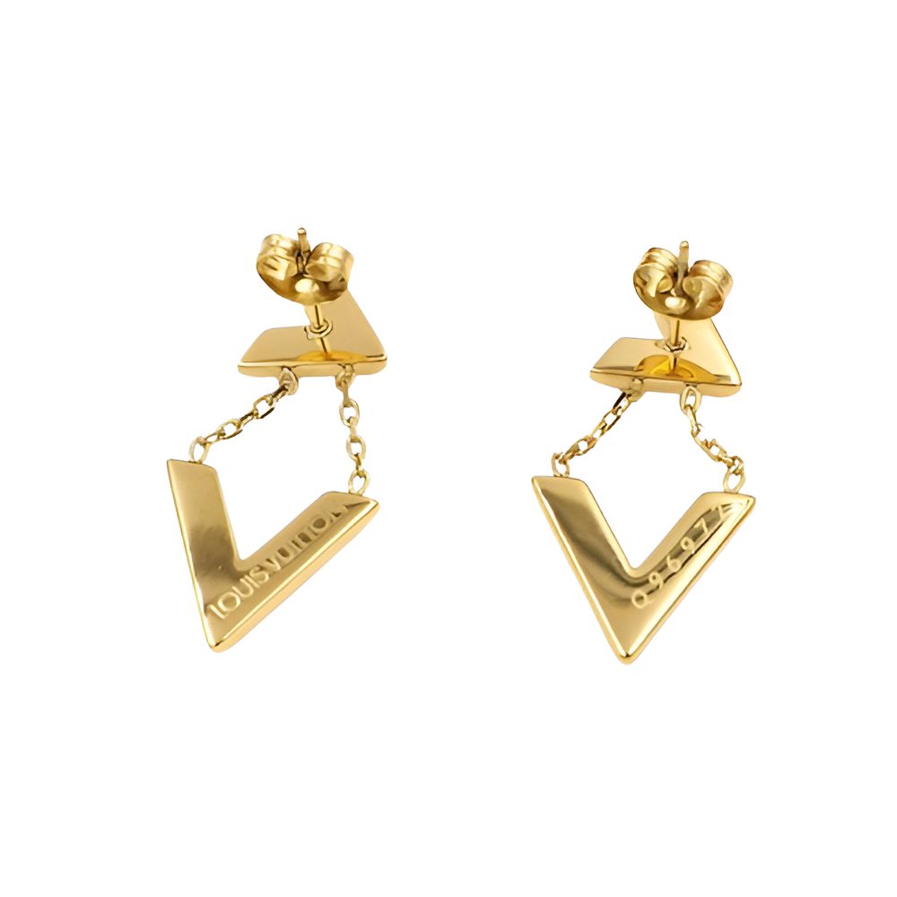 LV V-Shaped Drop Earrings - Gold