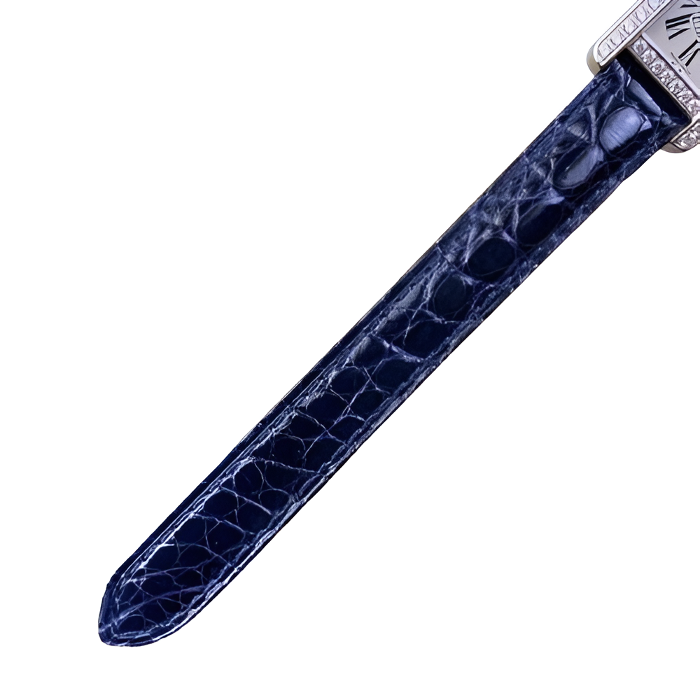 Cartier Tank Américaine Diamond Bezel with Blue Leather Strap