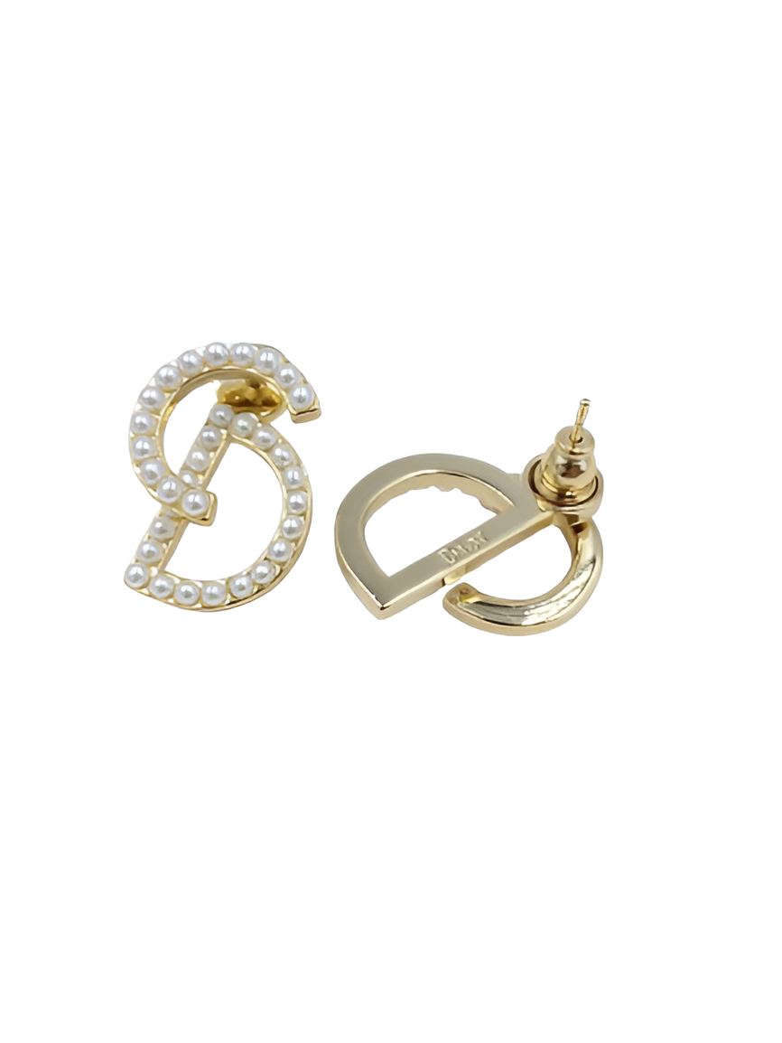 Dior Crystal D-Logo Earrings