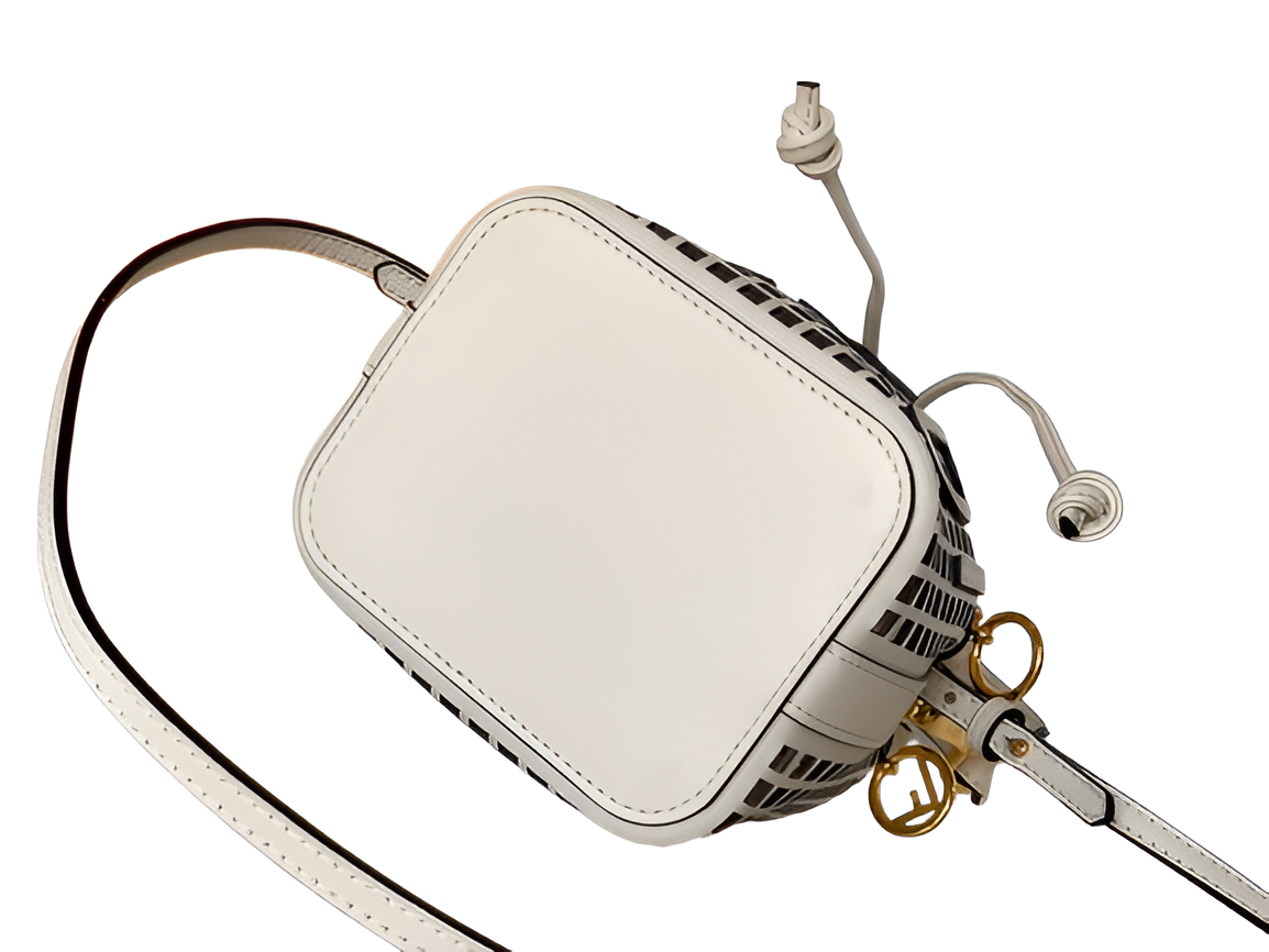 Fendi White Perforated Leather Bucket Bag
