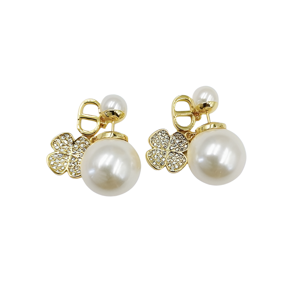 Dior Pearl & Clover Crystal Earrings