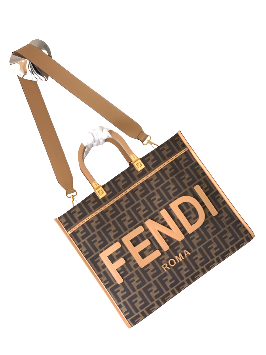 Fendi Monogram Canvas Tote Bag with Logo