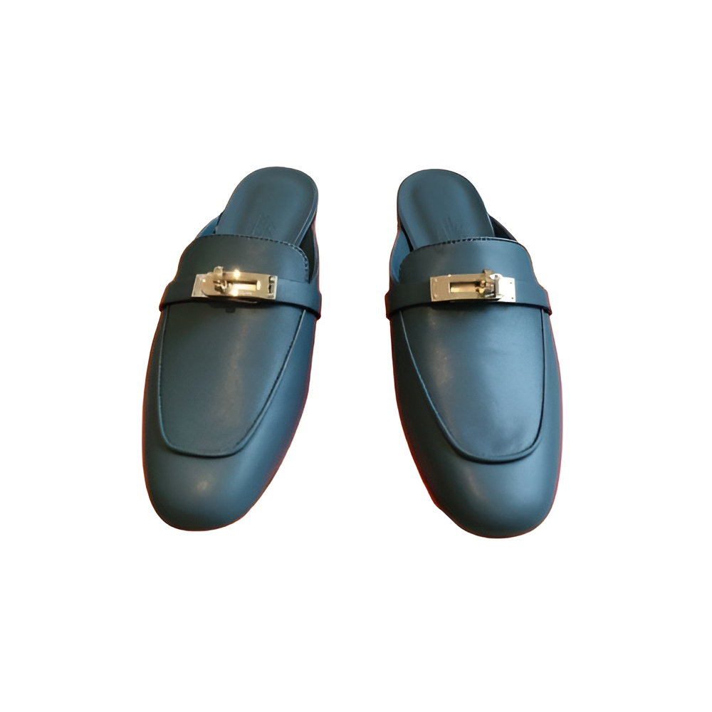 Hermes Men's Blue Leather Loafers