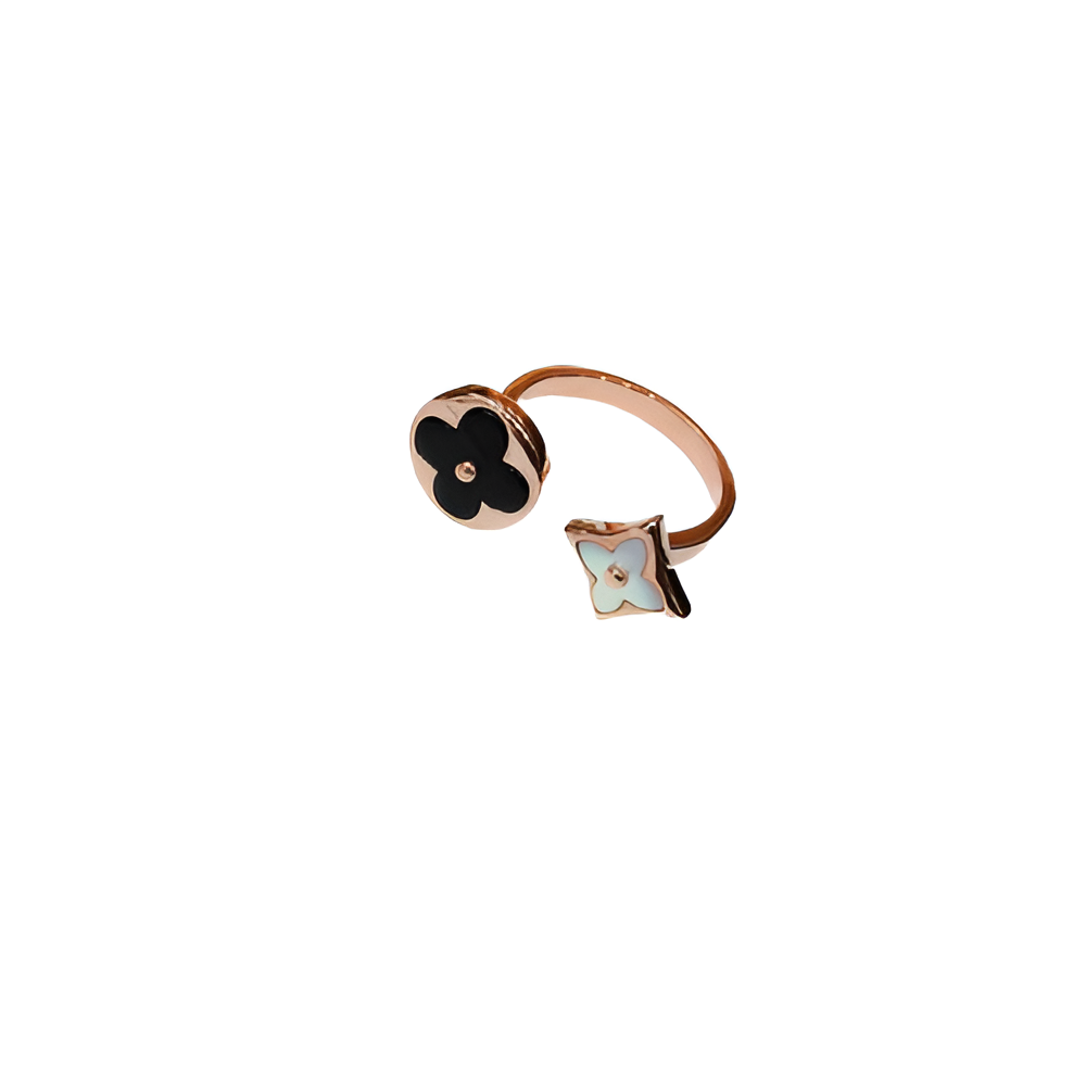 LV Dual Blossom Ring Set - Rose Gold & Silver