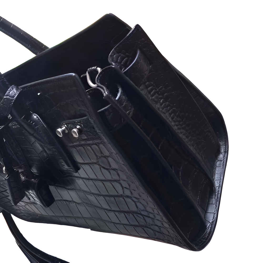 YSL Croc-Embossed Leather Tote Bag