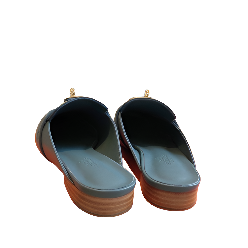 Hermes Men's Blue Leather Loafers