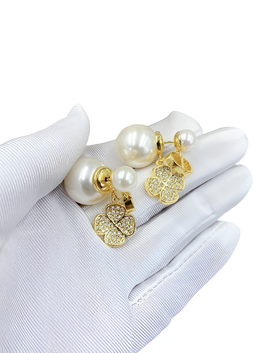 Dior Pearl & Clover Crystal Earrings