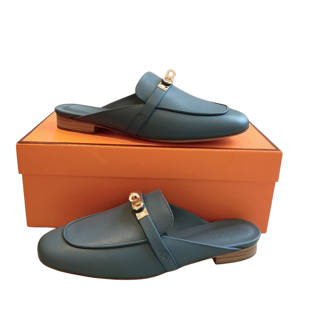 Hermes Men's Blue Leather Loafers