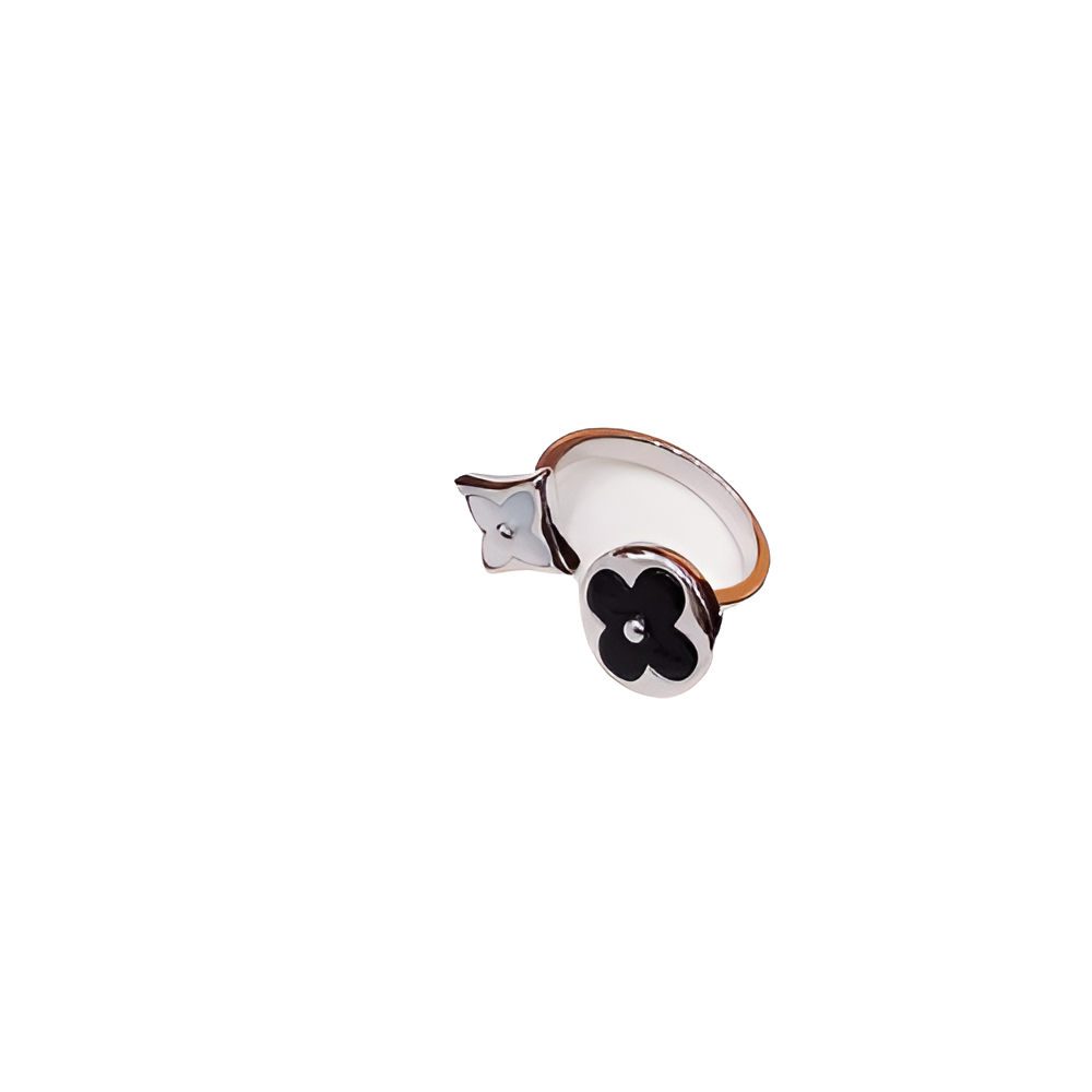 LV Dual Blossom Ring Set - Rose Gold & Silver