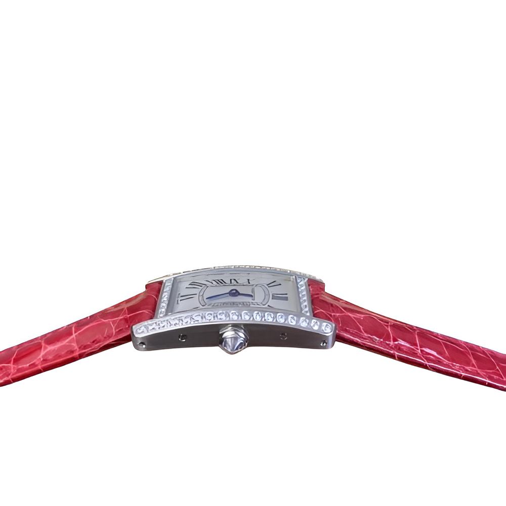 Cartier Tank Américaine Diamond Bezel with Red Leather Strap