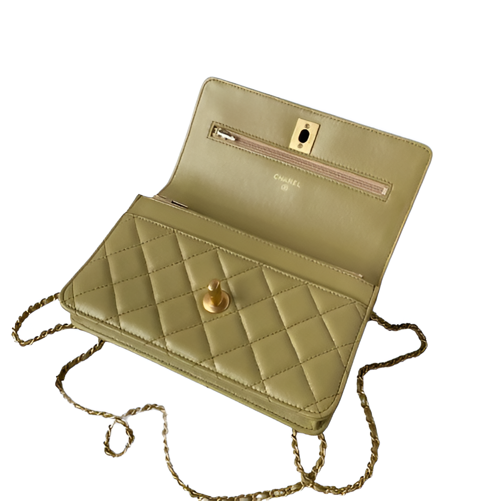 Chanel-Inspired Olive Green Quilted Flap Bag