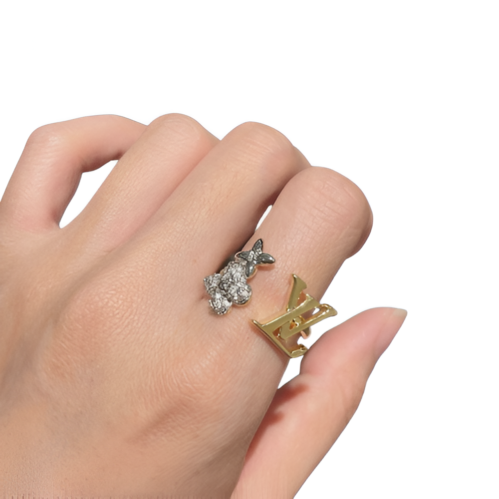 LV Diamond Butterfly Ring - Gold & Silver