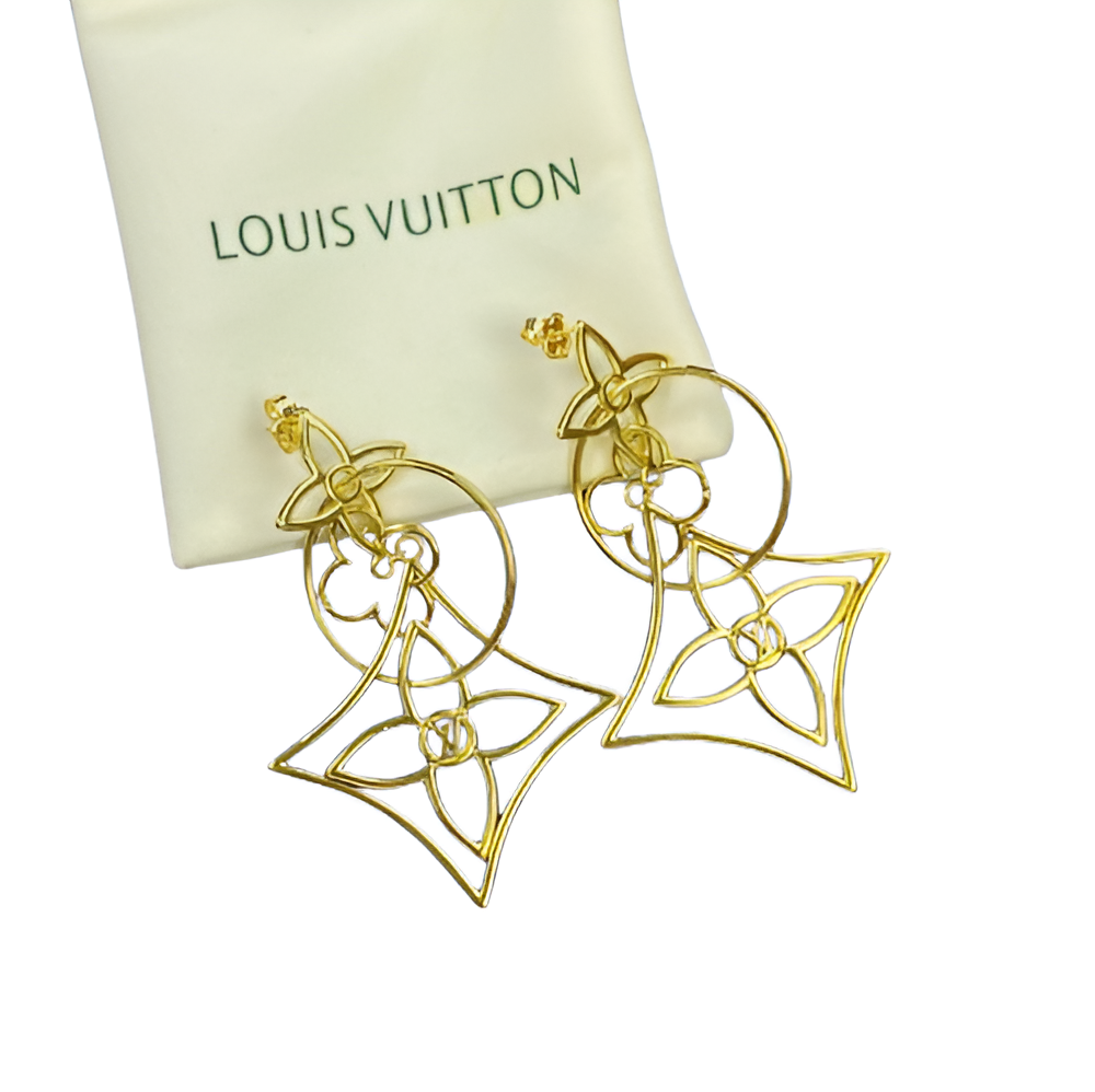 LV Geometric Flower Earrings - Gold