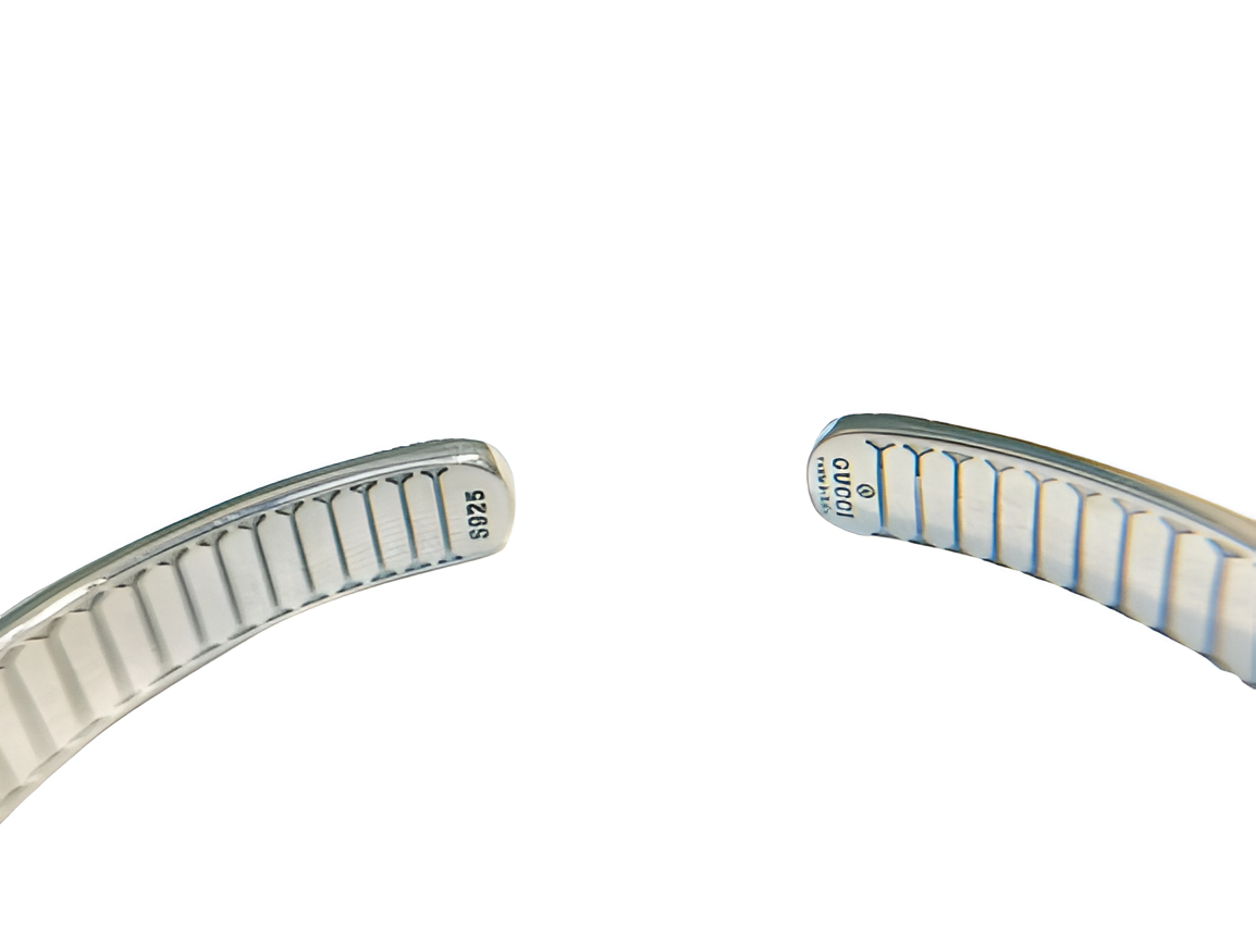 GUCCI Signature Engraved Silver Cuff Bracelet