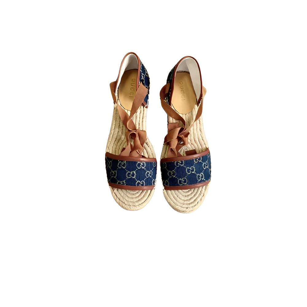Gucci Monogram Denim Espadrille Women's Sandals