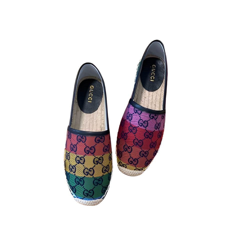 Gucci Rainbow Monogram Espadrille Women's Shoes