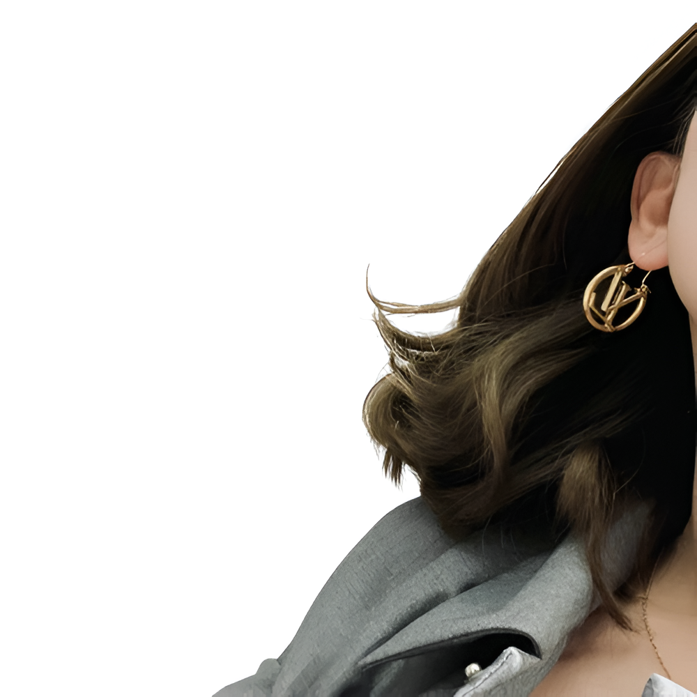 LV Circular Logo Hoop Earrings - Gold