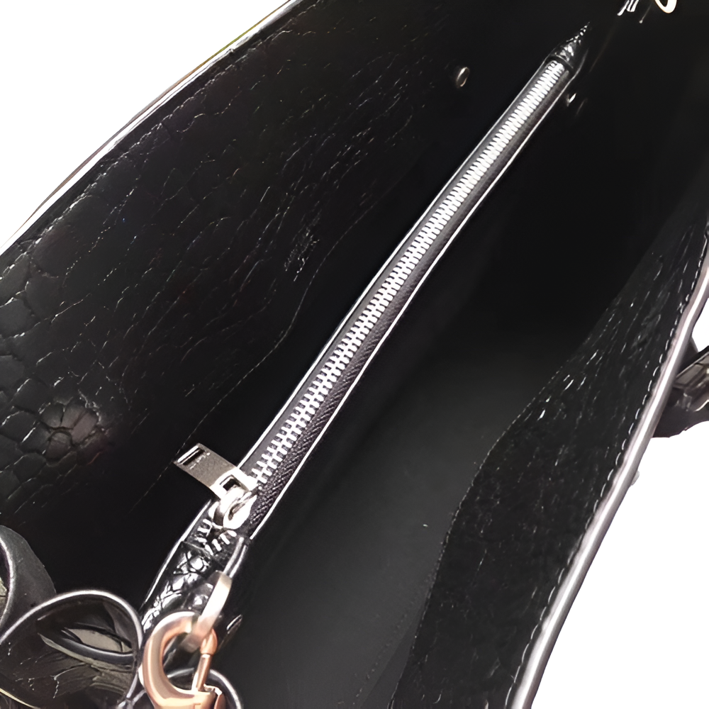 YSL Croc-Embossed Leather Tote Bag