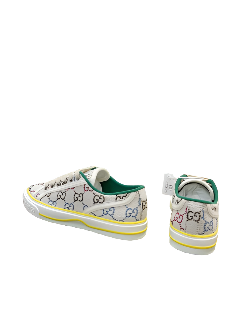GUCCI Men's Multicolor GG Sneakers with Yellow Trim