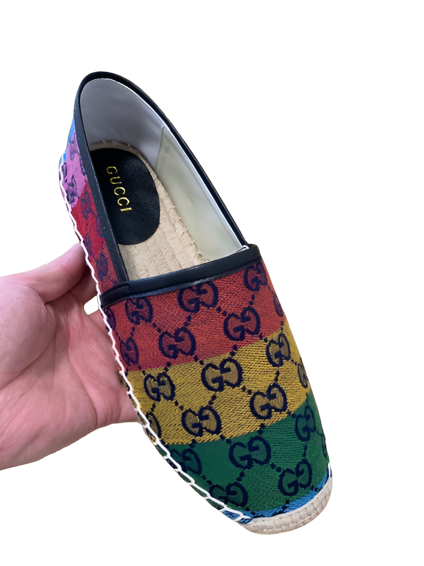 Gucci Rainbow Monogram Espadrille Women's Shoes