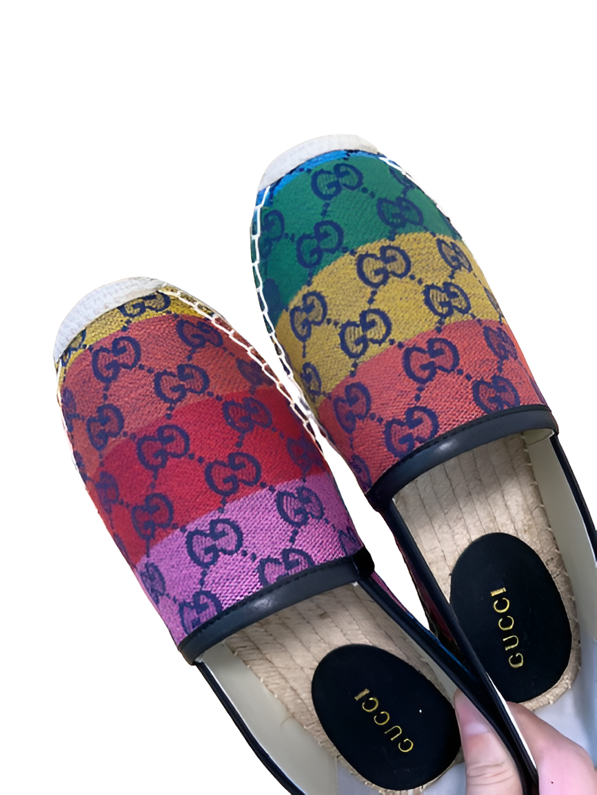 Gucci Rainbow Monogram Espadrille Women's Shoes
