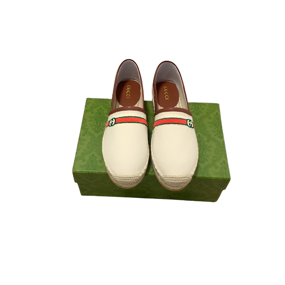 Gucci Striped Beige Espadrille Women's Shoes