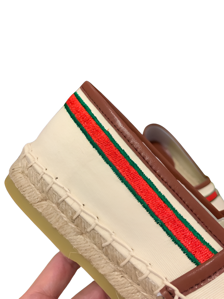 Gucci Striped Beige Espadrille Women's Shoes