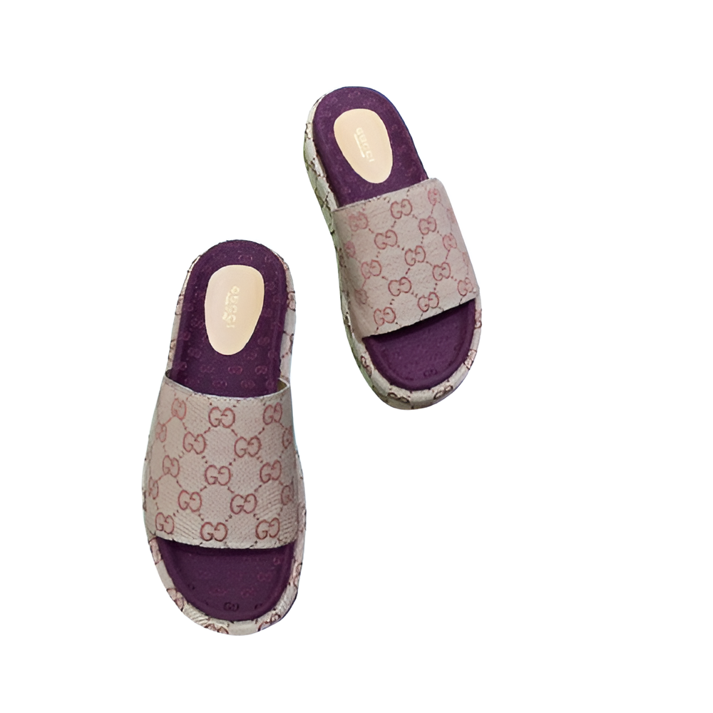 Gucci Pink Monogram Women's Slides