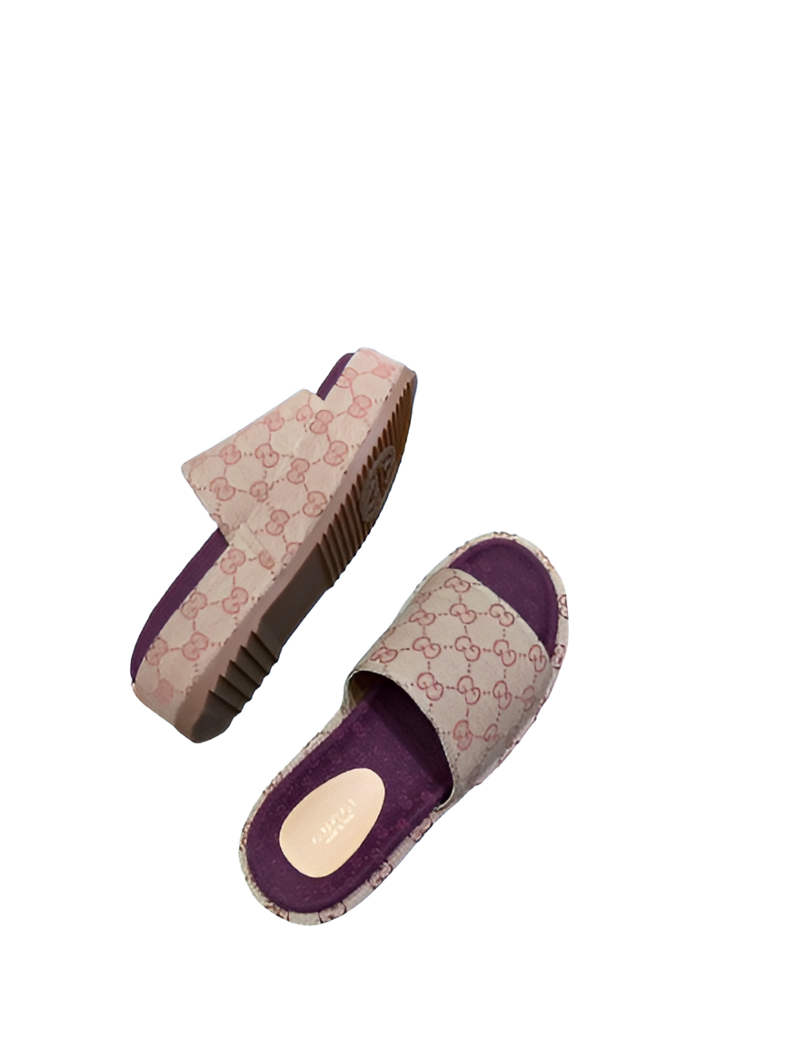 Gucci Pink Monogram Women's Slides