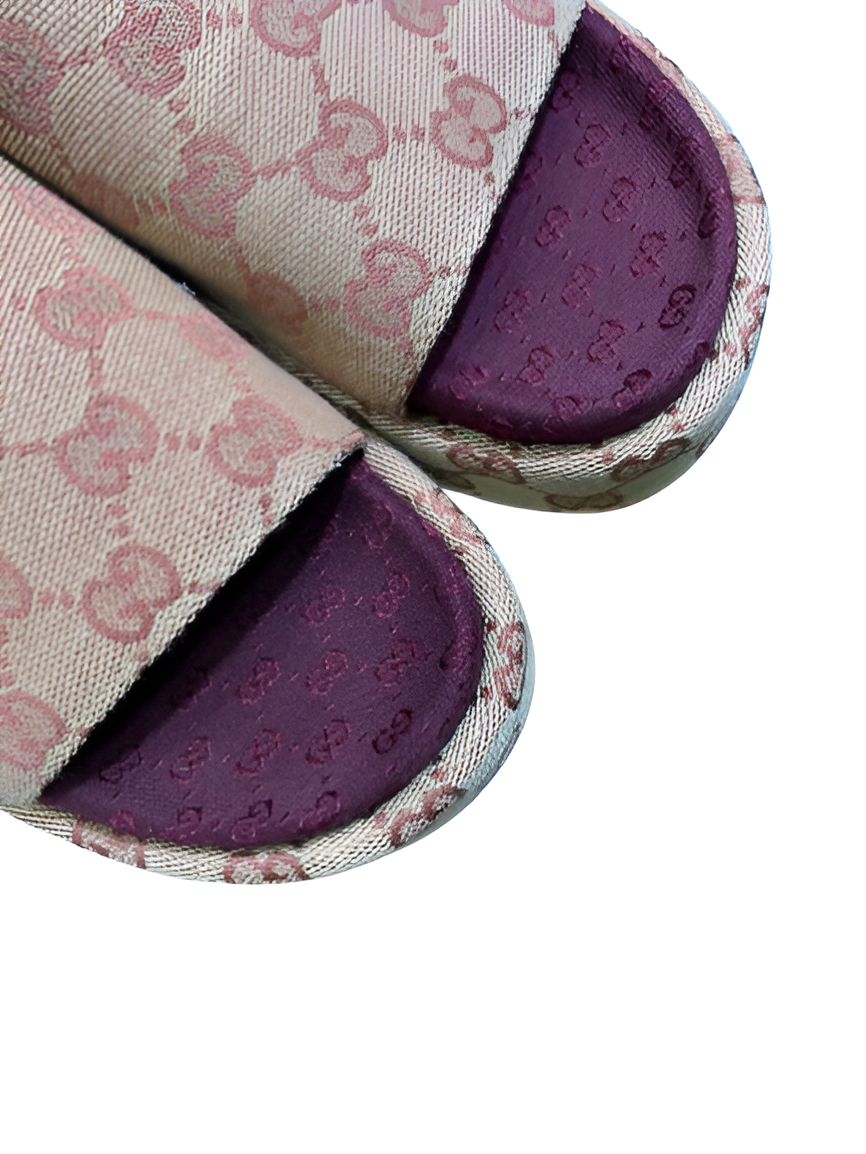 Gucci Pink Monogram Women's Slides