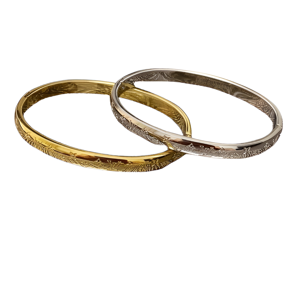 Louis Vuitton Gold & Silver Engraved Bangle Set