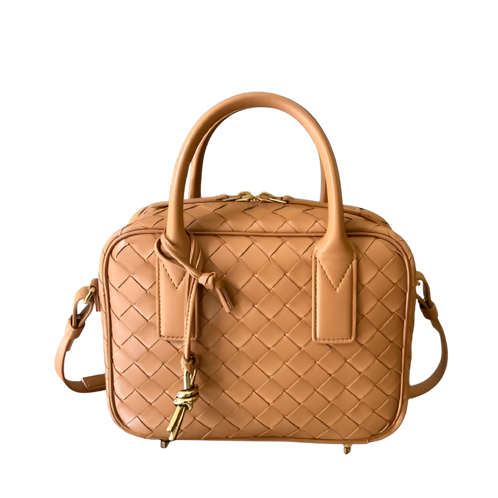 Bottega Tan Woven Leather Box Bag