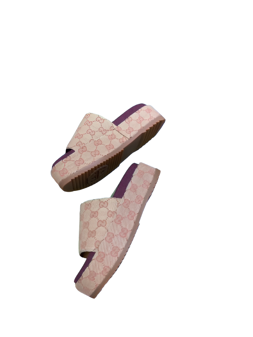 Gucci Pink Monogram Women's Slides