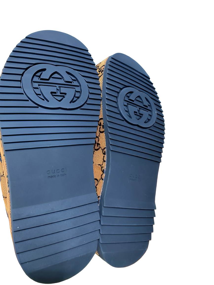 Gucci Monogram Brown Crisscross Men's Slides