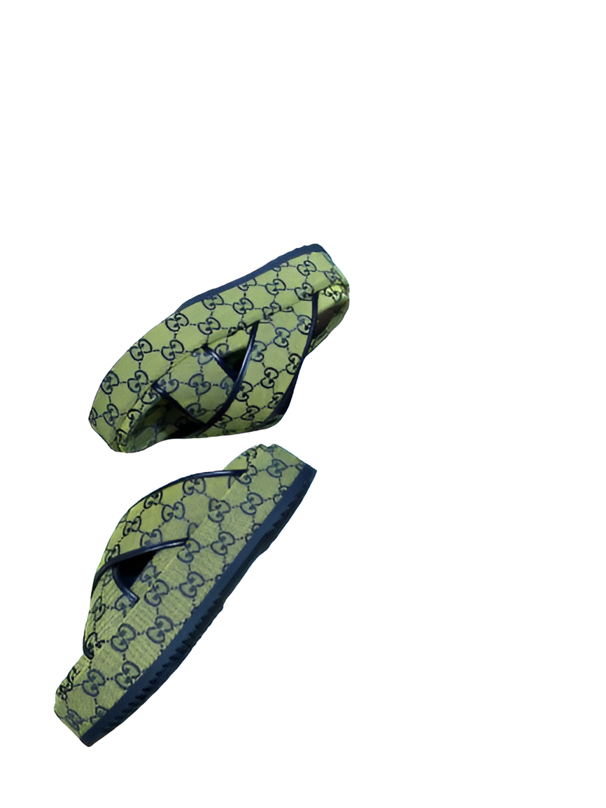 Gucci Monogram Green Crisscross Men's Slides