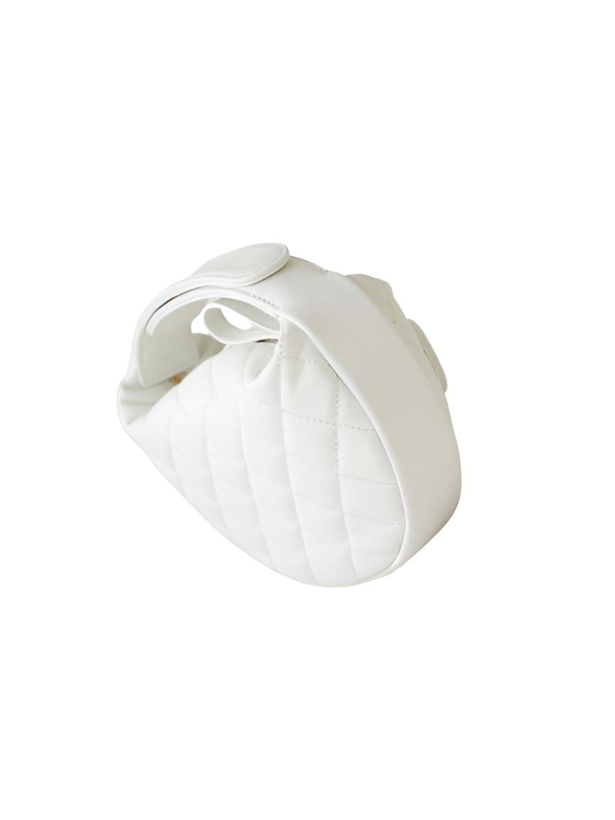 Chanel-Inspired White Round Quilted Shoulder Bag