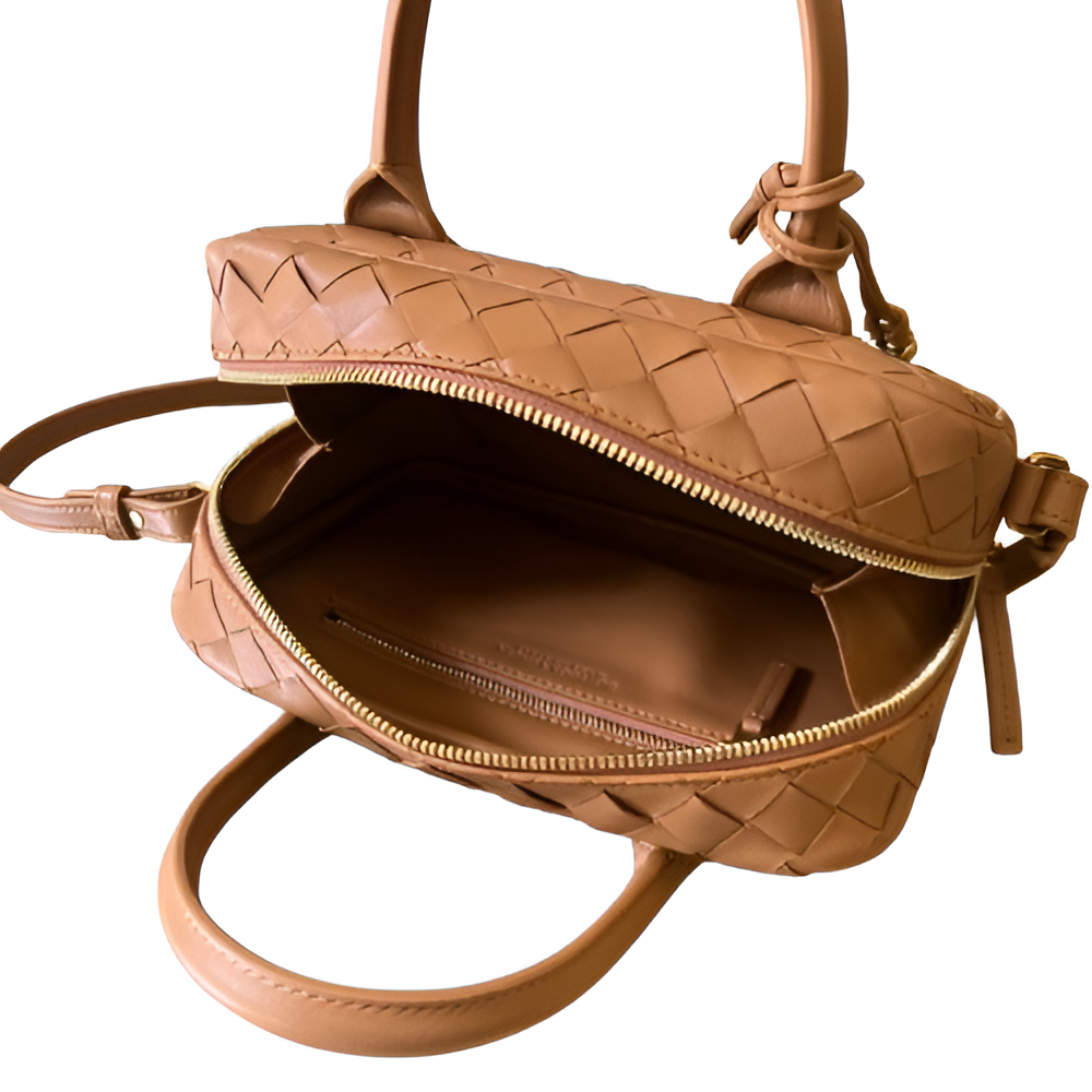 Bottega Tan Woven Leather Box Bag