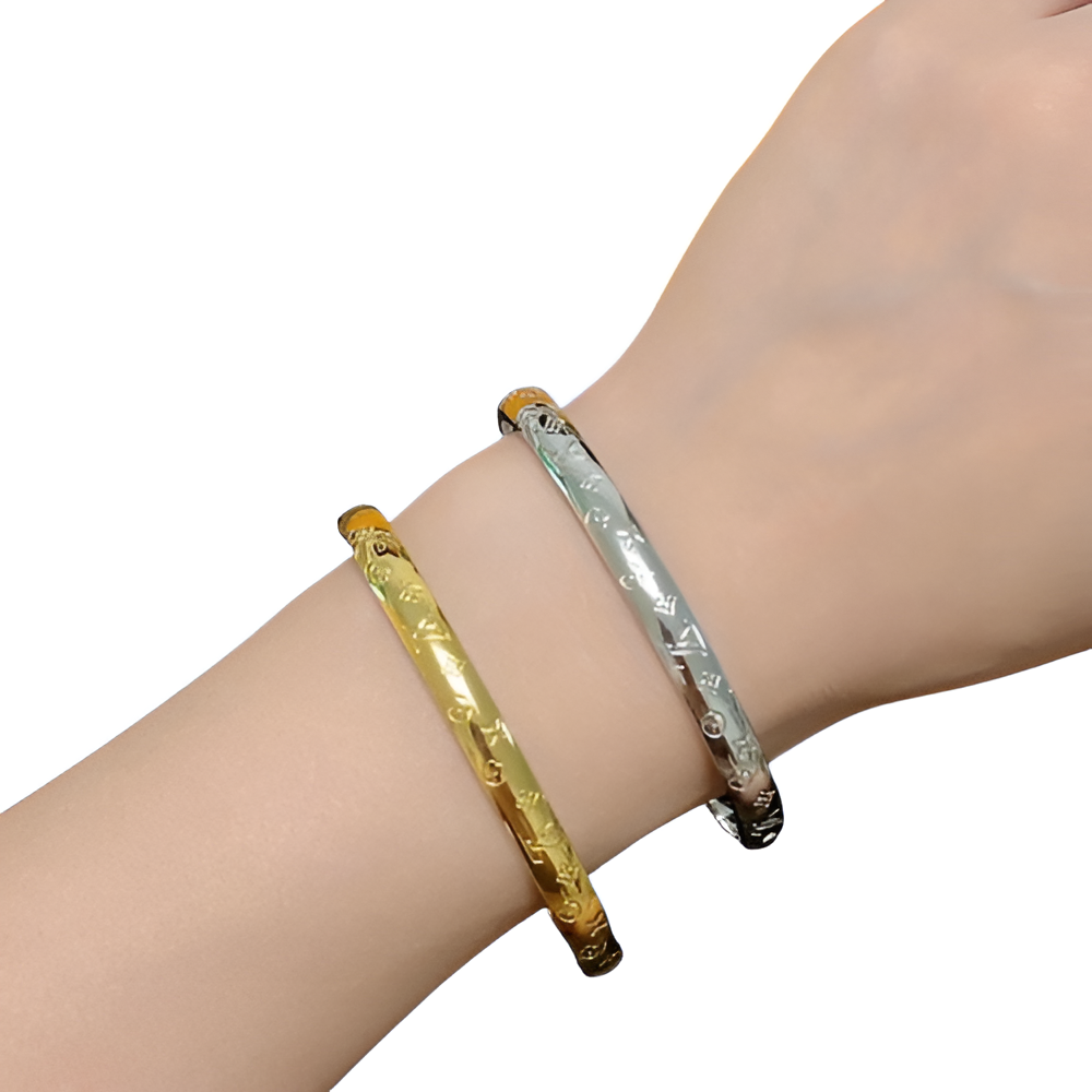 Louis Vuitton Gold & Silver Engraved Bangle Set