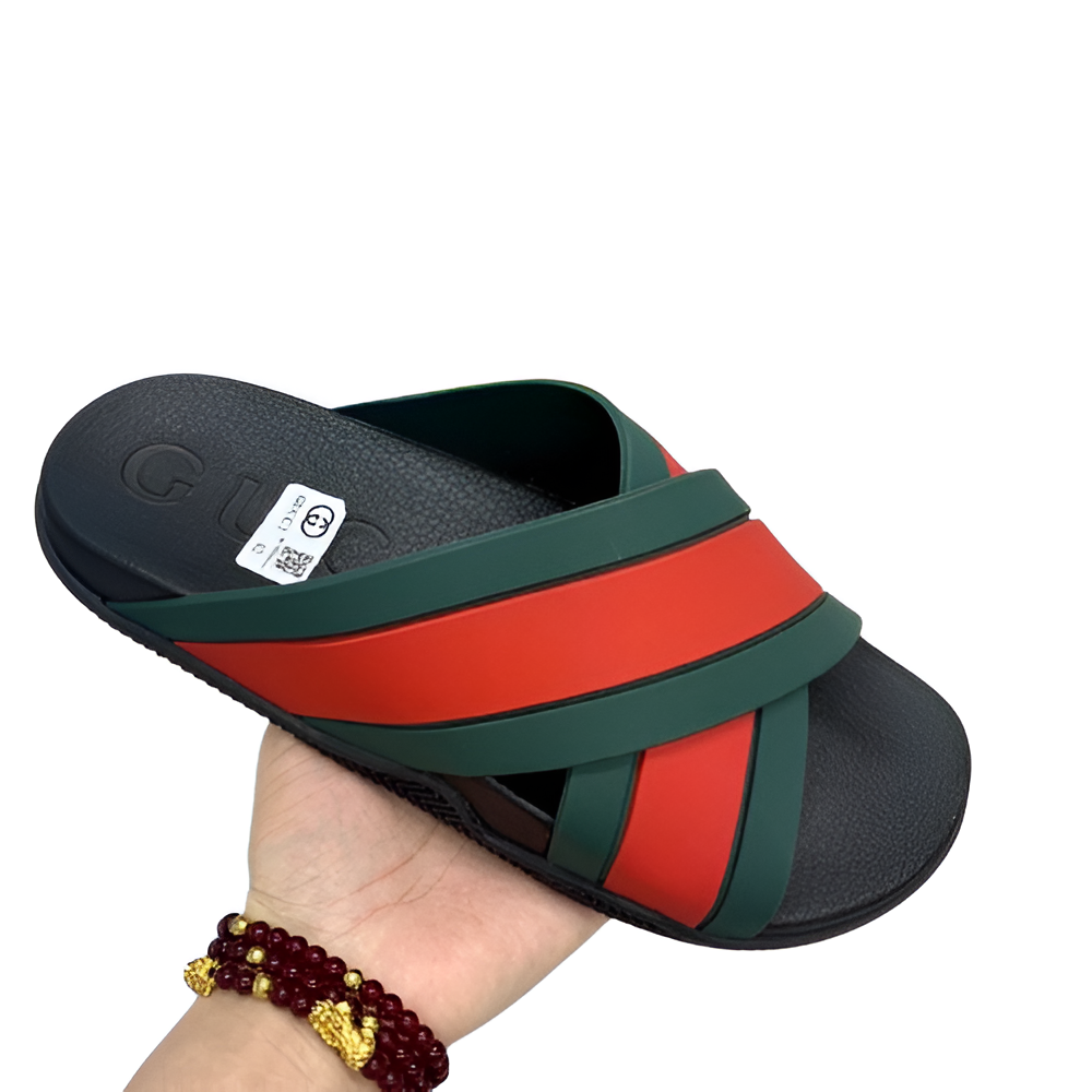 Gucci Striped Crisscross Men's Slides