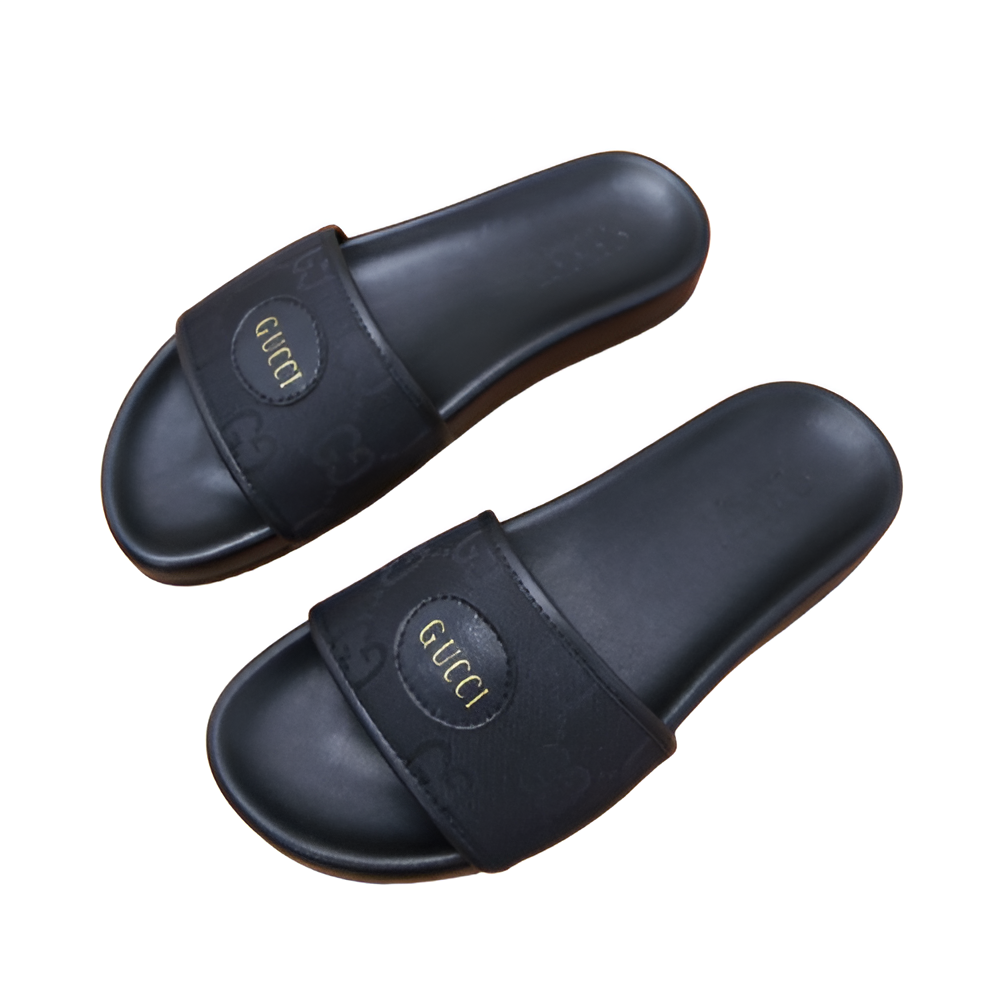Gucci Black Monogram Men's Slides